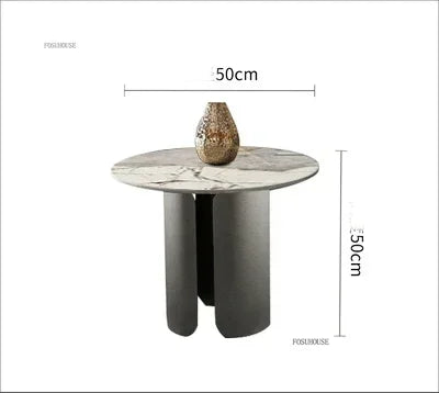 Light Luxury Italian Coffee Tables for Living Room Small Round Rock Slab Designer Table Minimalist Smooth Side Table for Office
