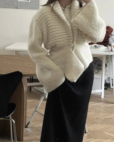 Tornova Retro Knitted Cardigan Irregular Hem Sweater Top 2025 Hot New Autumn Winter V neck Hollow Sexy Sweater Coat Solid Casual