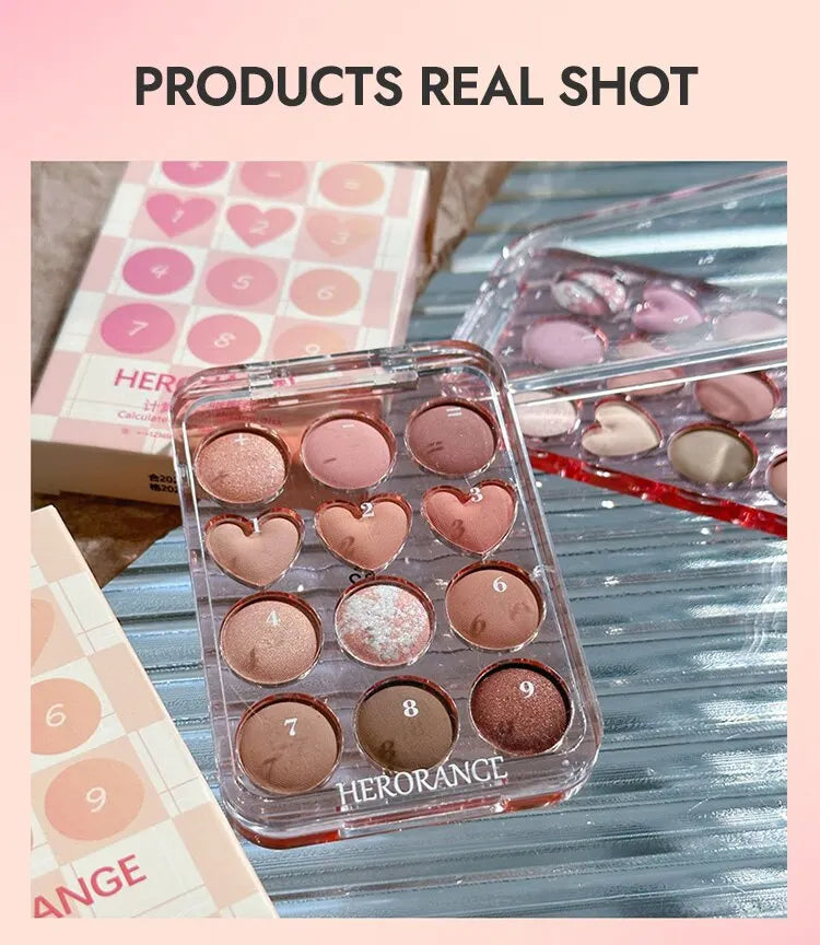 Calculator Love Eyeshadow Palette 12 Colors Matte Pearlescent Glitter Non-Flying Powder Earth Color Eyeshadow
