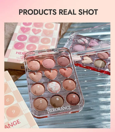 Calculator Love Eyeshadow Palette 12 Colors Matte Pearlescent Glitter Non-Flying Powder Earth Color Eyeshadow