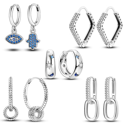 Hot Sale 925 Sterling Silver Heart Earrings Fit Original Charms Hoop Earrings For Women girls Stud Earring Fine Jewelry Gifts