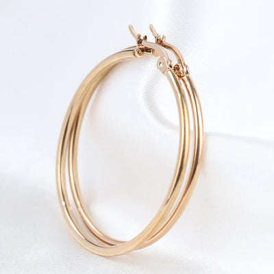 HNSP 50MM Circles Stainless Steel Hoop Earrings For Women Ear Jewelry Fashion Trend Female Girl Accessory
