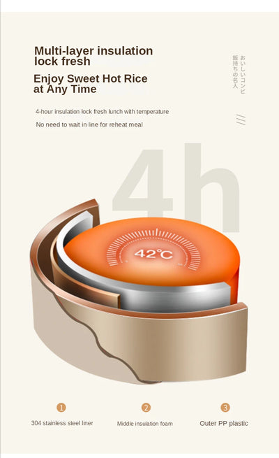 Portable Thermos 304 stainless steel insulated lunch box leakproof sealed bucket student lunch box multi-layer Round bento box