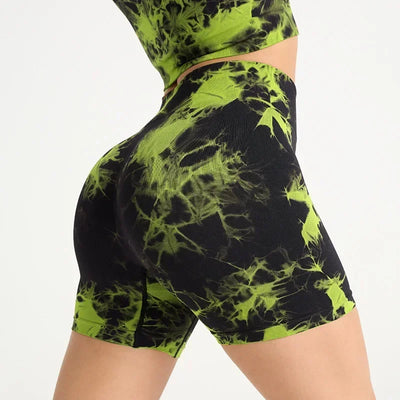Women's Tie Dye Quick Drying Yoga Shorts Peach Hip Compression Shorts High Waisted Tight Fitting Sports Shorts  Yoga Specific