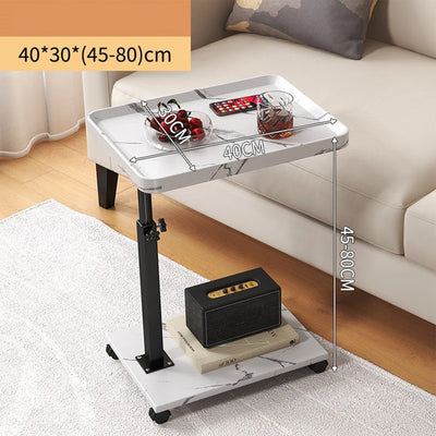 Wooden C-Shape Lifting Side Table Movable Small Table Sofa Corner Table for Sofa Living Room Bedroom Bedside Laptop Desk