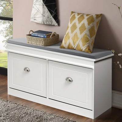 【Breeins】Flip Down Shoe Bench Cabinet, Shoes Rack Storage Organizer Shelf Home Decoration For Entryway