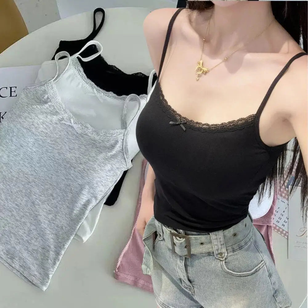 White Lace Bow Camisole