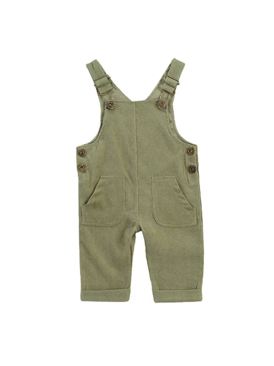 0-24months Unisex Baby Suspender Pants Jumpsuit With Buttons Fit Solid Color Overalls For Toddler Boys And Girls