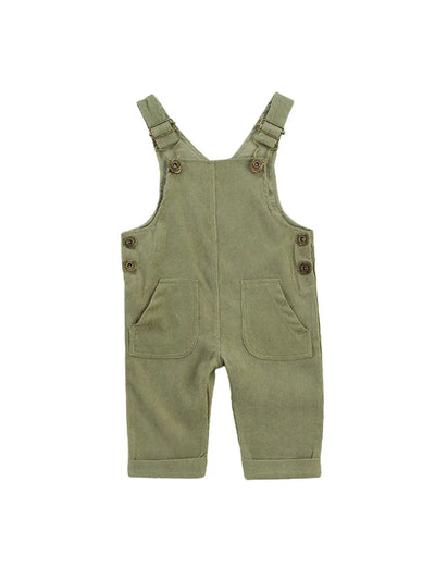0-24months Unisex Baby Suspender Pants Jumpsuit With Buttons Fit Solid Color Overalls For Toddler Boys And Girls
