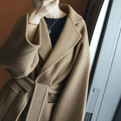 2024 Special Offer Side Slit 100% Pure Wool Women's Coat Long Double-Sided Woolen Coat Loose Comfortable Women's Clothing