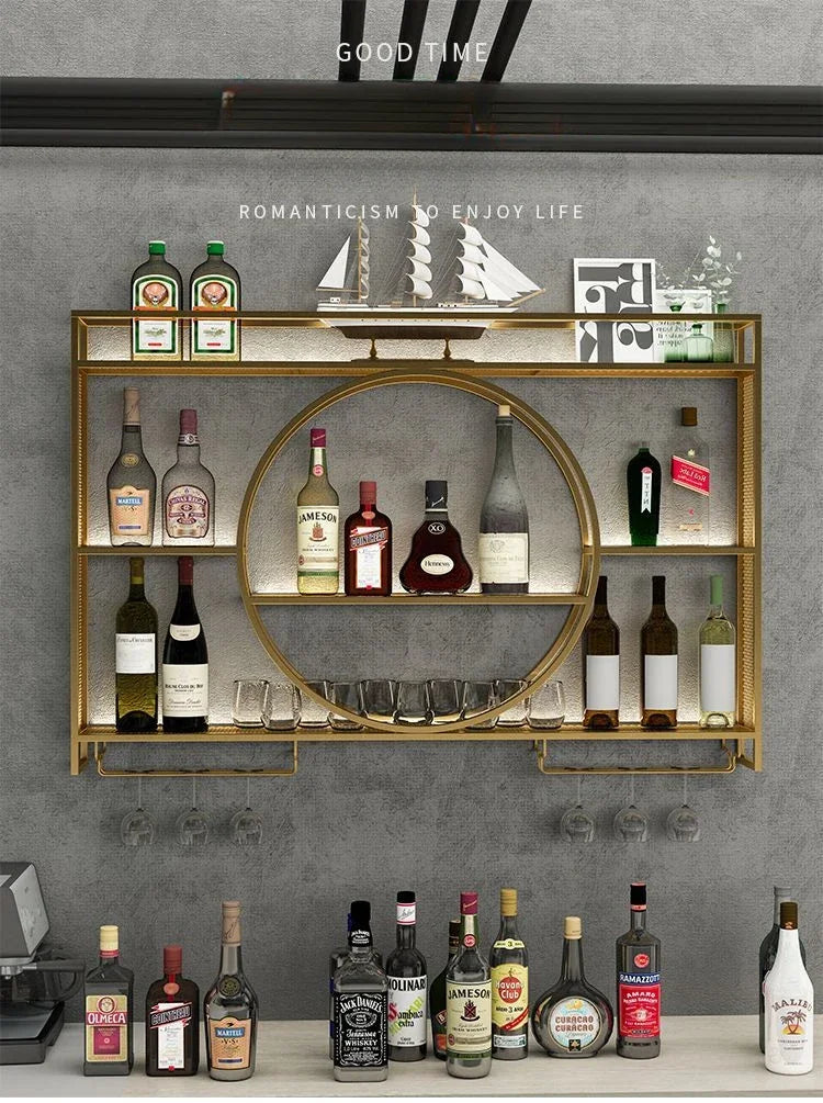 Wall Mount Wine Rack Bottle Wine Bar Cabinet Holder Adapt Single Miniature Black Cup Glass Storage Wine Cabinet Decor Szafeczki