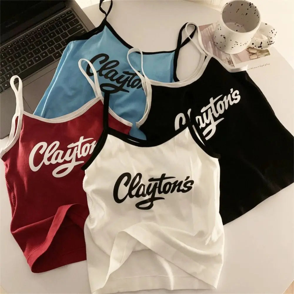 All-Match with Pads Letter Printed Tank Top
