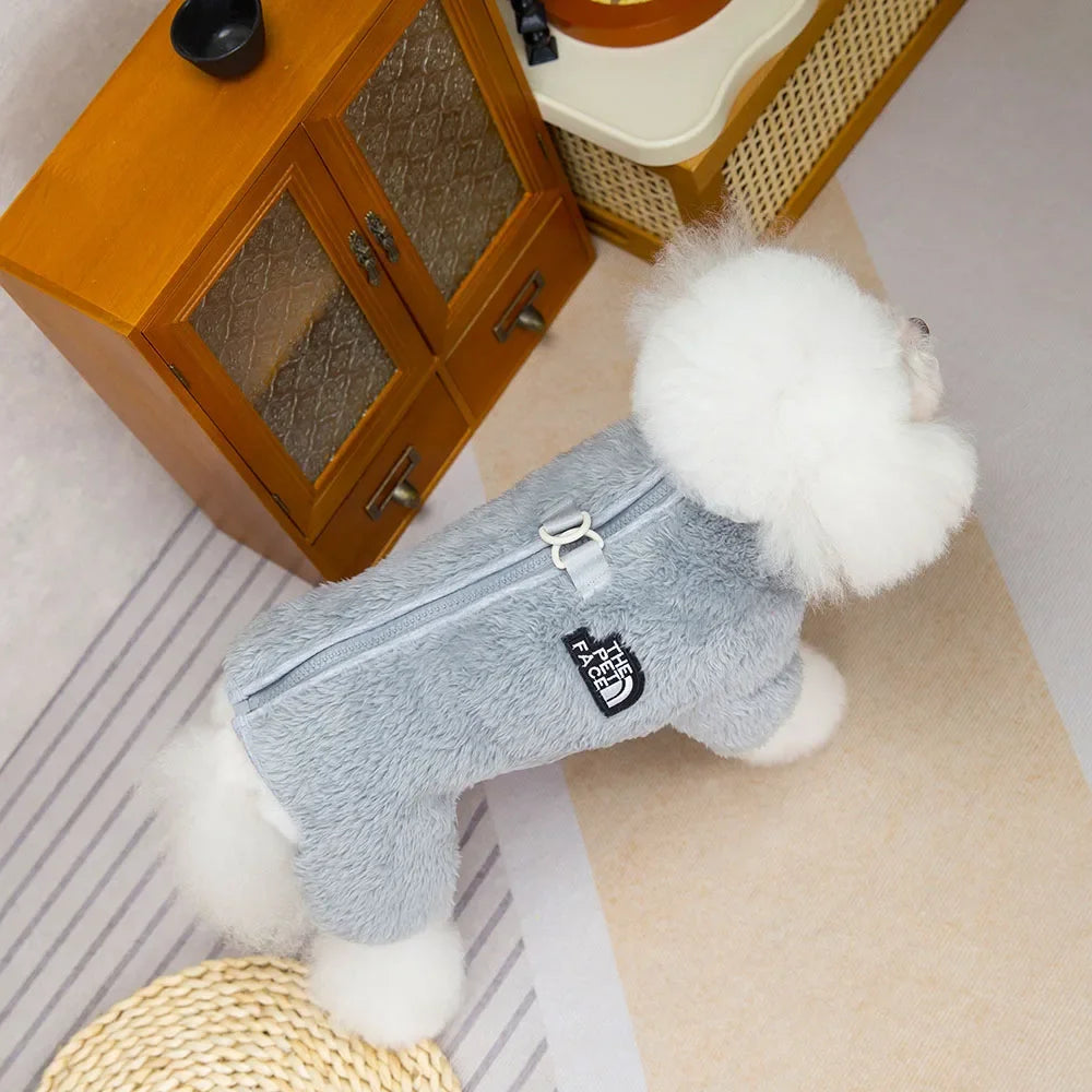 Winter Warm Pet Clothes Thick Warm Plush Dog Coat Jacket with Zipper for Small Dogs Cats Cozy Fleece Jumpsuit Chihuahua Costume