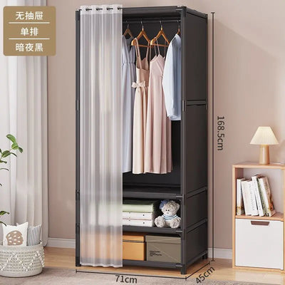 2024 New Wardrobe Household Bedroom Assembly Dustproof Wardrobe Rental Room With Drawer Storage Folding Simple Clothes Organizer