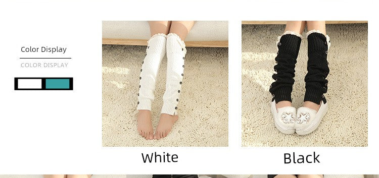 Women's Lolita Autumn Japanese-Style Wool Button Socks