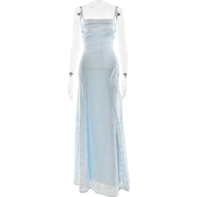 JULISSA MO Sexy Backless Chiffon Bandage Women Maxi Dress Spaghetti Strap Floral Dress Summer Skinny Elegant Party Evening Dress