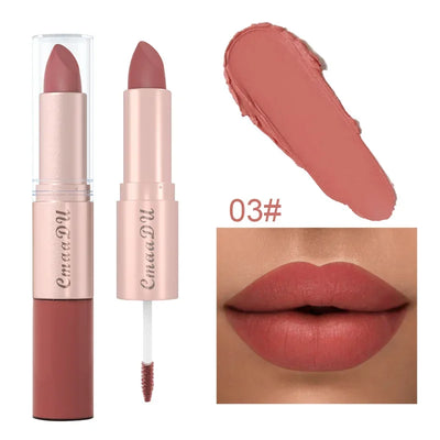 2 In 1 Double-ended Lipstick Lip Liner Pen Matte Pigment Non-stick Cup Skin Color 24H Lasting Waterproof Makeup Beauty Cosmetics