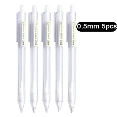 5 Pcs/Set Mechanical Pencil White Simple Automatic Pen 0.5/0.7mm for Students School Supplies Office Accessories Stationery