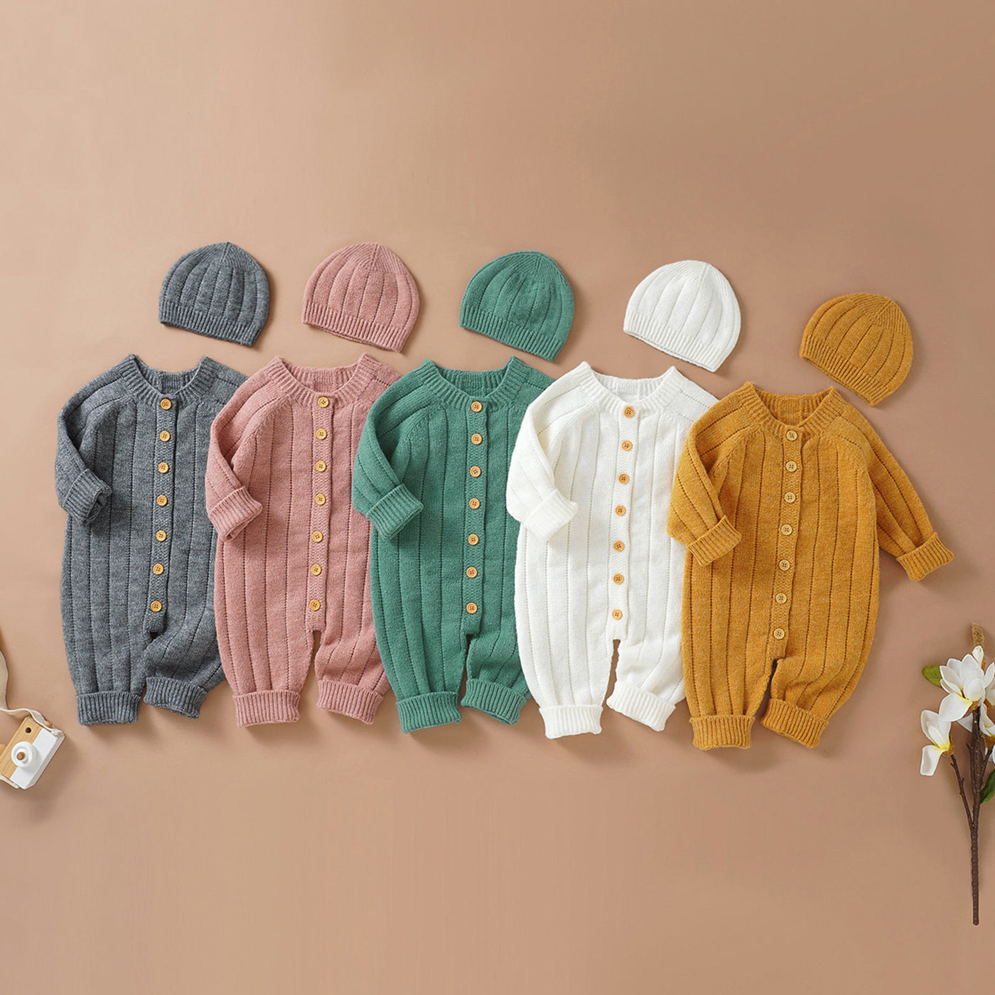 Ma&Baby 0-18M Warm Baby Clothing Knit Romper Newborn Infant Toddler Boy Girl Long Sleeve Jumpsuit + Hat Fall Spring Outfits