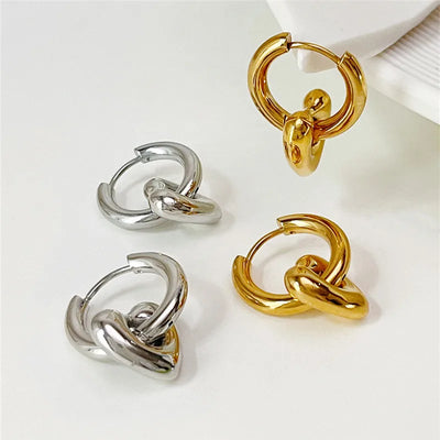 Punk Round Stainless Steel Hoop Earrings For Women Minimalist Geometric Heart-shaped Earrings Statement Jewelry 2023
