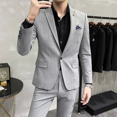 High-Quality Two-Piece Groom Wedding Suit Business Casual Banquet Costume for Men Luxury Ensemble with Trousers