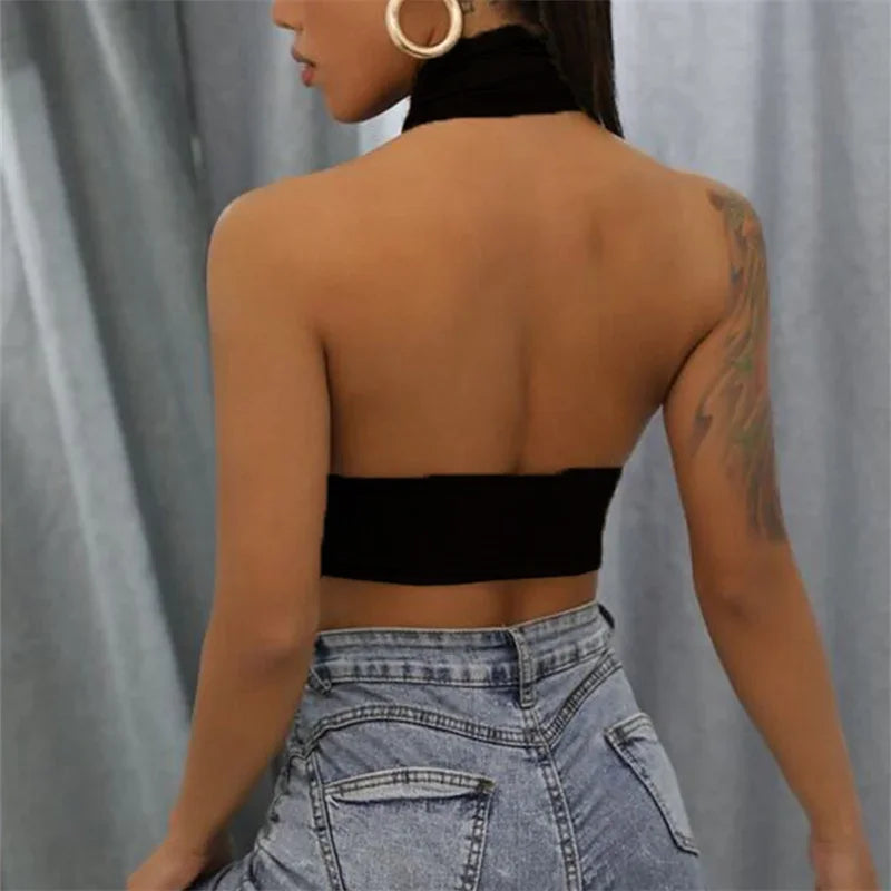 Cross Neck Halter Crop Top