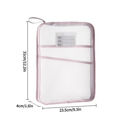 3 Layers Stationery Storage Bag Stationery Mesh Zipper Bag File Folders Large Capacity Storage Bags School Office Organizer 파우치