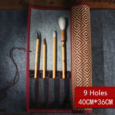 Bamboo Painting Brushes Holder High Quality Large Capacity Chinese Style Calligraphy Pen Curtain Pen Case Art Supplies
