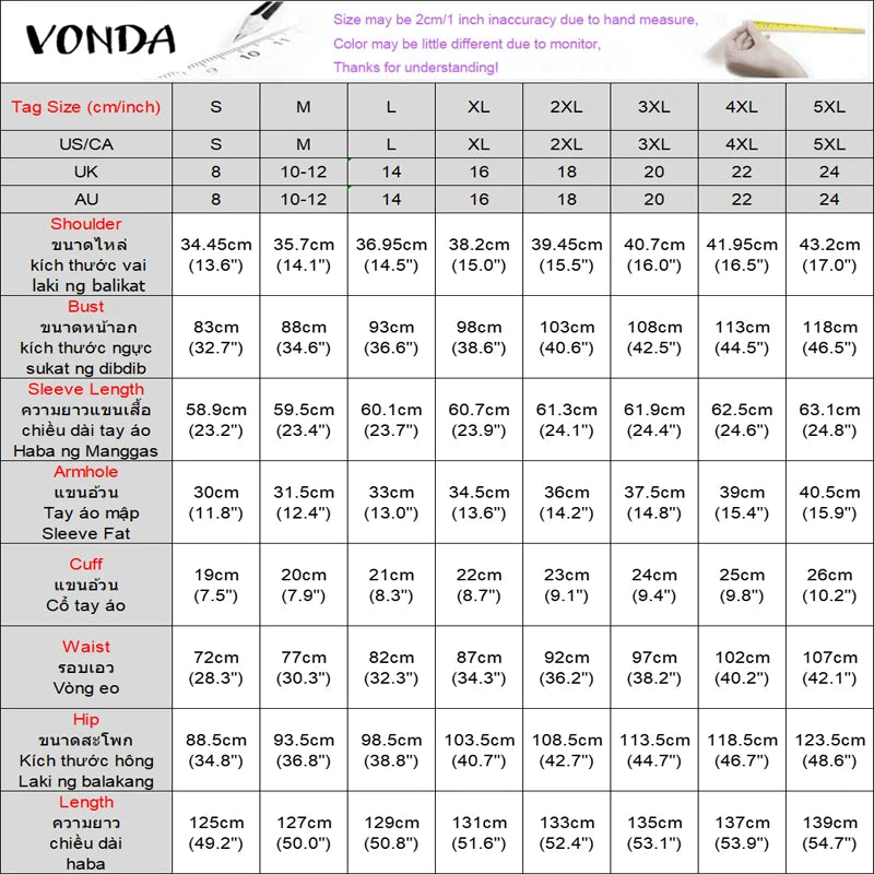 Plus Size 5XL VONDA 2025 Women Knitted Dress Sexy Long Sleeve Split Long Dress Lapel Collar Sundress Casual Robe Solid Vestidos