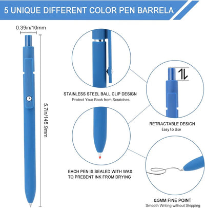 5pcs High-quality Retractable Gel Pen 0.5mm Quick Dry Black Ink Pen Fine Tip Smooth Writing Cutes Pen School Office Supplies