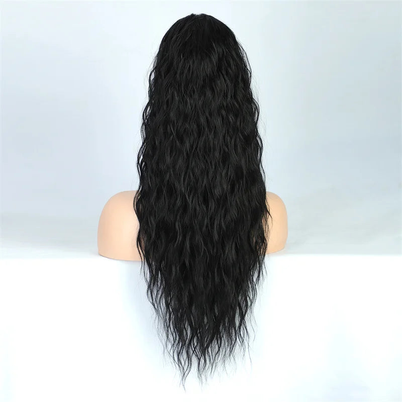 Curly Wavy Drawstring Ponytail Extension Long Clip In Ponytail Hair Extensions for Black Women Blonde Synthetic Fake Hairpieces