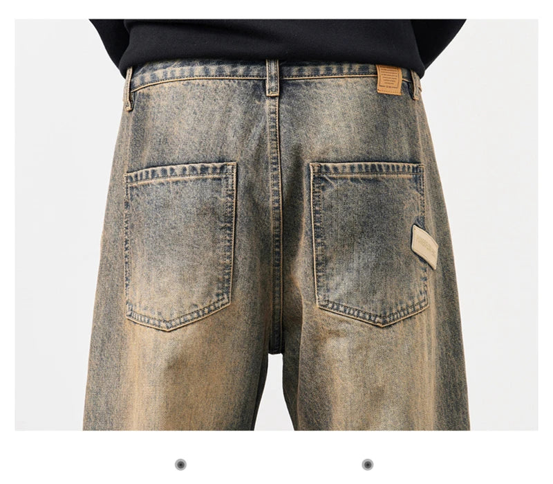 Men's Jeans Baggy Pants Loose Fit Harem Pants For Men Clothing Streetwear Fashion Pockets Patchwork Large Trousers Oversized 42