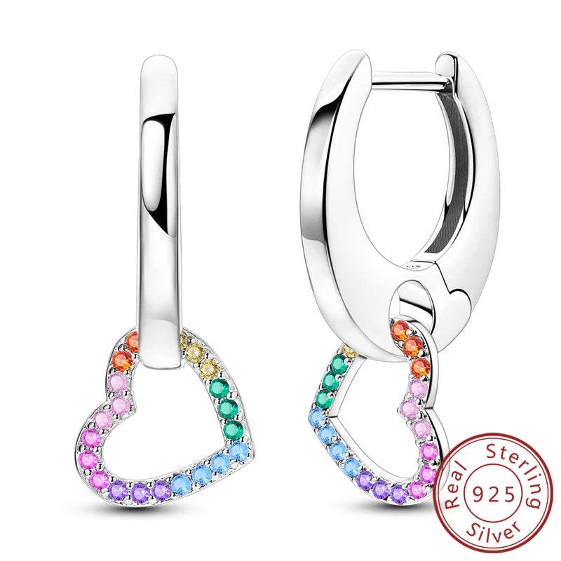 New 925 Sterling Silver Hoop Earrings Heart Bow Gift Box Strawberry Snake Bone Drop Stud Earrings For Women Fashion Jewelry Gift