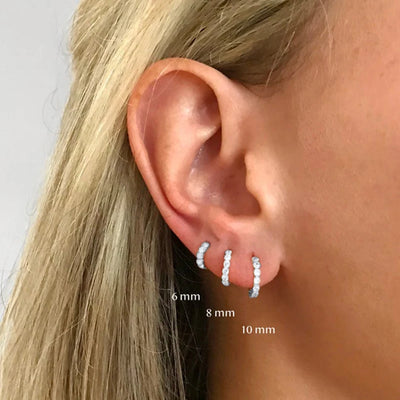 6mm/8mm 925 Sterling Silver Circle Zircon CZ Hoop Earrings for Women Gold/Rose gold/Silver Small Round Earrings Fashion Jewelry