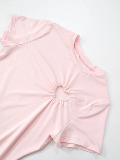 Love Hollow Out Short Sleeve Mini Dress Pink White Black Casual Dresses Womens Summer Clothes N85-BD16