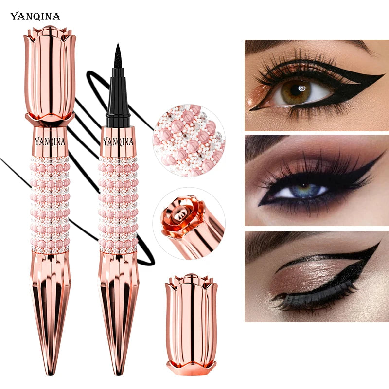 Precision Liquid Eyeliner Pen - Long-lasting, Waterproof, Transfer-proof, Quick-Dry Black Eyeliner with Sparkling Design