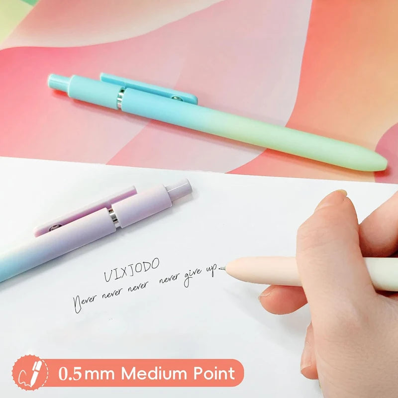 5pcs High-quality Retractable Gel Pen 0.5mm Quick Dry Black Ink Pen Fine Tip Smooth Writing Cutes Pen School Office Supplies