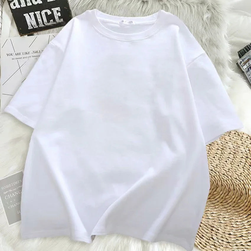 Women T-Shirt Print Bear Graffiti Short Sleeved Space Oversized T-shirt Loose Retro Harajuku Style Couple Shirt Tops Y2k