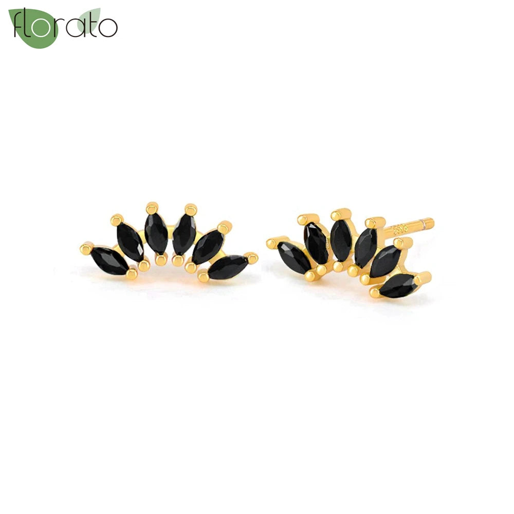 925 Sterling Silver Needle Fashion Round Pendant Small Earrings Luxury Gold Hoop Earrings for Women Premium Black Jewelry Gifts