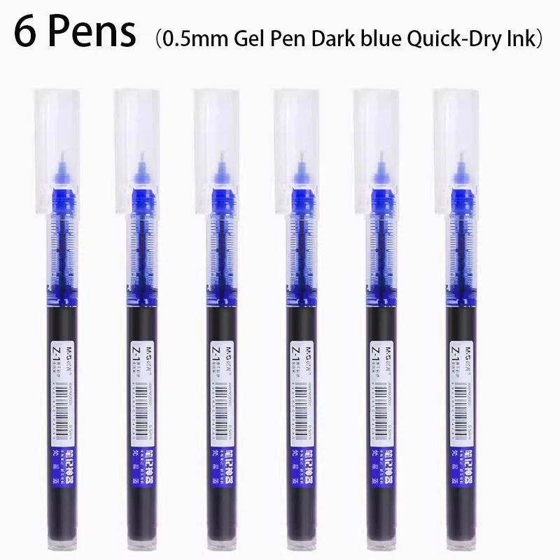 6pcs Color Gel Pen 0.5mm Black Glacier Blue Orange Purple Blue Green Pink Red Quick-drying Ink DIY Aesthetic Stationery supplies