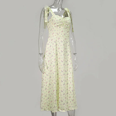 Josiaoprah Holiday floral dress lace up women's summer sundress A-line Spaghetti Strap dress Prairie chic ladies vestidos