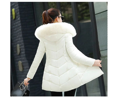 2024 New Women Parkas Big Fur Winter Parkas Hooded Long Down Cotton Jacket Female Coat Thick Warm Winter