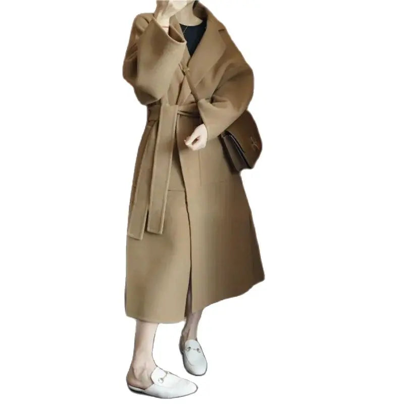 2024 Special Offer Side Slit 100% Pure Wool Women's Coat Long Double-Sided Woolen Coat Loose Comfortable Women's Clothing