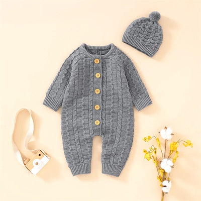 Ma&Baby 0-18M Warm Baby Clothing Knit Romper Newborn Infant Toddler Boy Girl Long Sleeve Jumpsuit + Hat Fall Spring Outfits