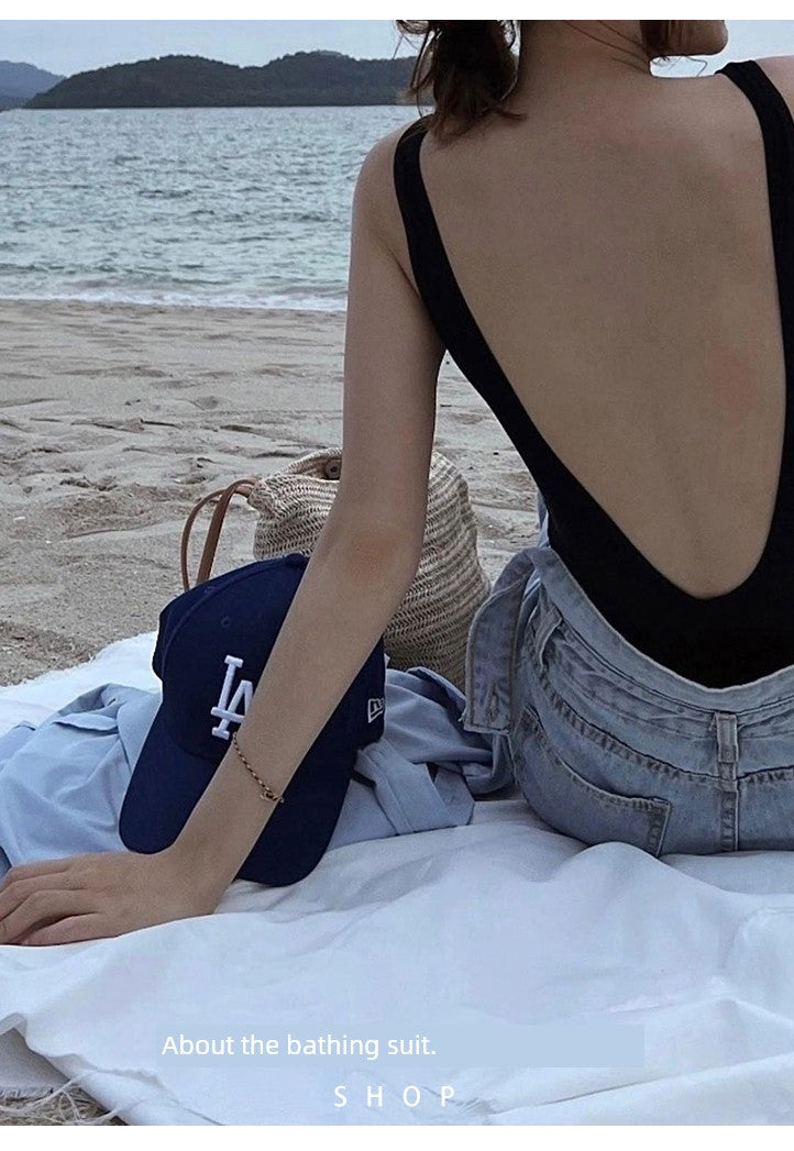 Hot Spring Classic Simple Open Back Outwear Photography Women's Swimsuit