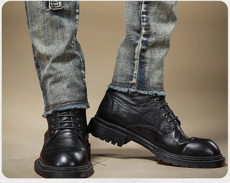 2024 Men's Jeans Stretch Vintage Washing Drak Blue Denim Pants Autumn Summer Luxury Street  Hip-Hop Style Slim Fit Men Trousers