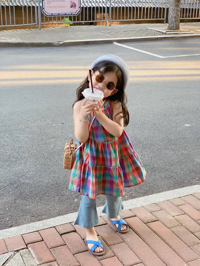 Summer Girls Flared Pants Baby Fashionable Overall Dress