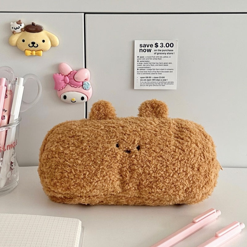 Original Plush Pen Bag Cute Ins Multi Functional Large Capacity Storage Bag Student Stationery Bag Pencil Bag  School