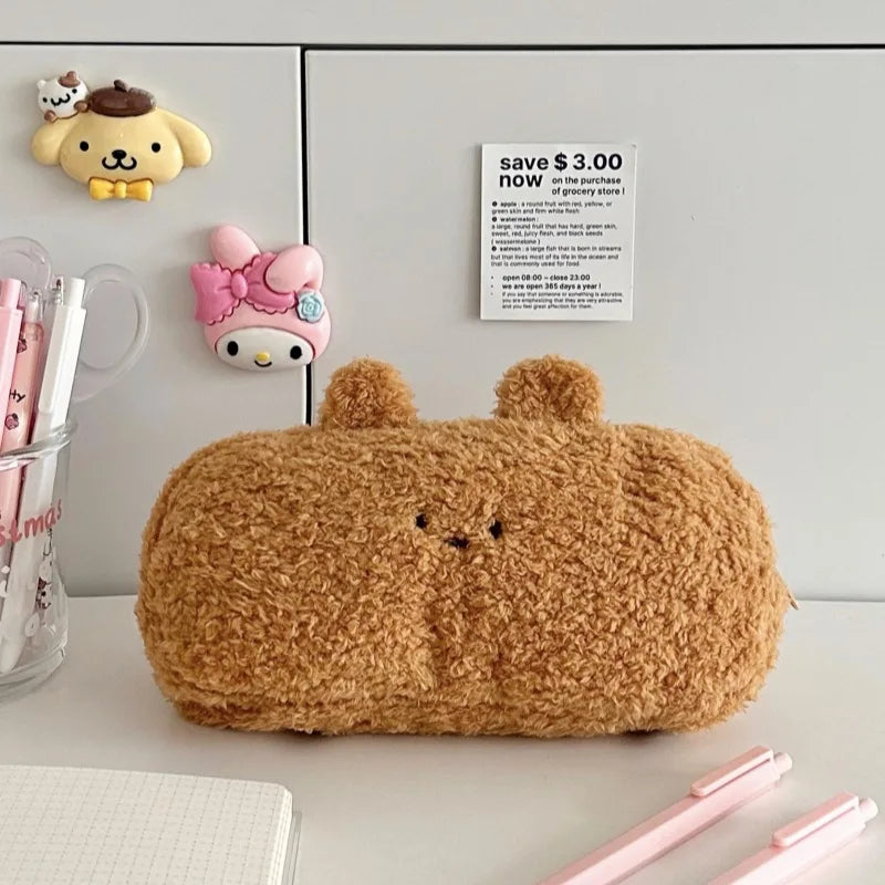 Original Plush Pen Bag Cute Ins Multi Functional Large Capacity Storage Bag Student Stationery Bag Pencil Bag  School