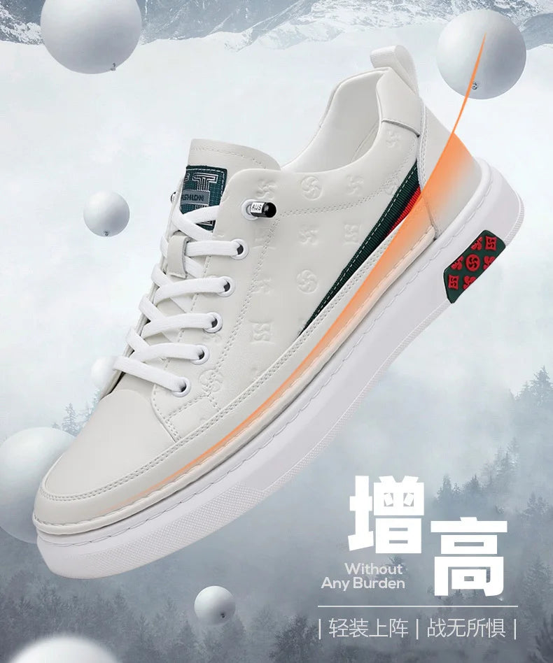 Spring New Shoes for Men Genuine Leather Casual Shoes Leisure Flats Skateboard Shoes Cow Leather Youth Lace-up Sneakers